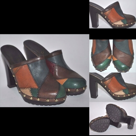 NEW COACH VINTAGE LEATHER PATCHWORK MULES CLOGS SHOES SIZE 7.5 - Picture 9 of 12